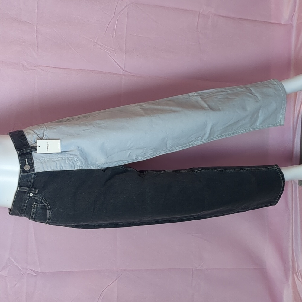 Forever 21 Two Tone Light and Dark Gray Spliced High Rise Cotton Jeans size 28